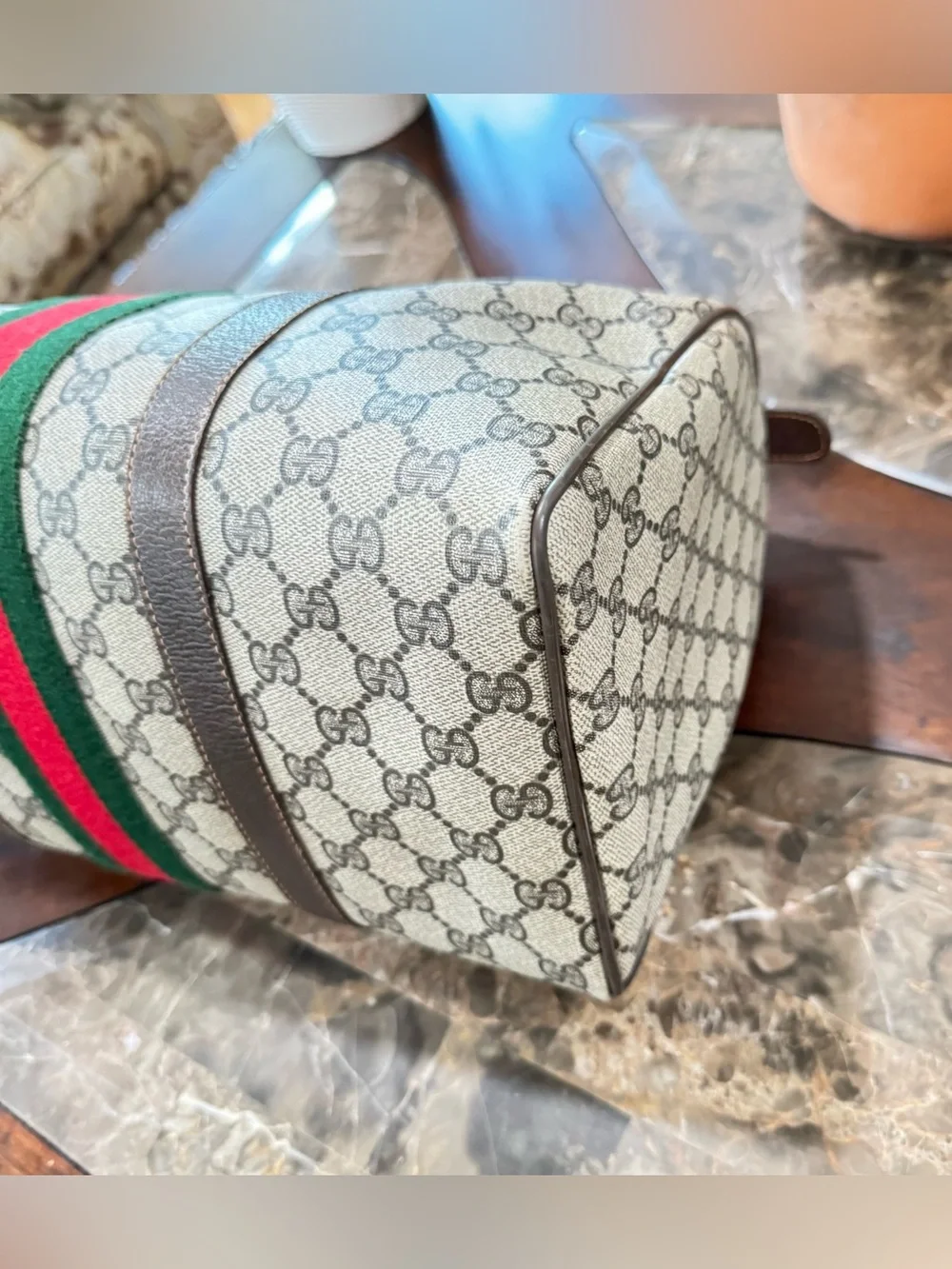 Vintage Gucci Boston GG Web Canvas Sherry Line handbag